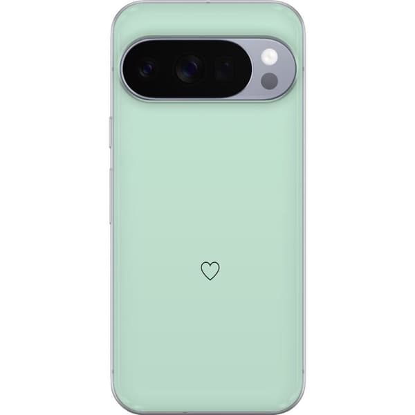 Kompatibel Mobilcover til Google Pixel 10 Pro Enkel sort hjertekontur centreret mod mintgrøn baggrund
