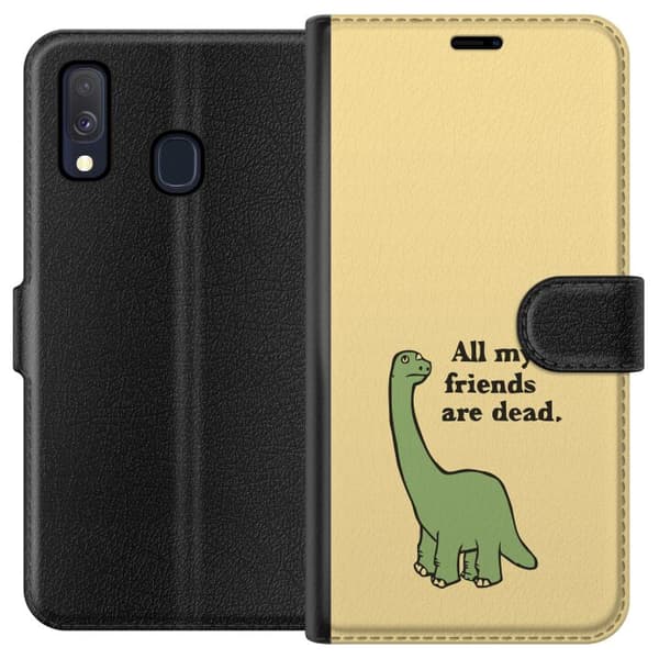 Kompatibelt Plånboksfodral till Samsung Galaxy A40 Dinosaurier