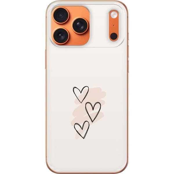 Kompatibelt Mobildeksel til Apple iPhone 18 Pro Max Håndtegnede hjerter med diskrete rosa penselstrøk på lys beige bakgrunn