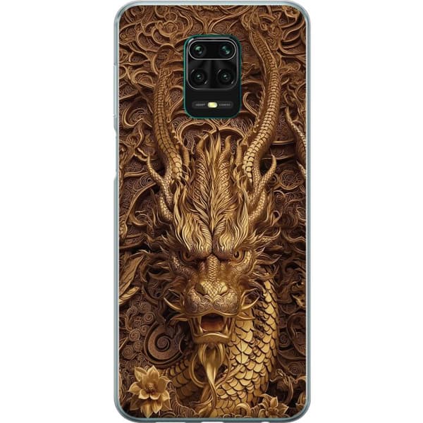 Kompatibelt Mobildeksel til Xiaomi Redmi Note 9 Pro Elegant dragemotiv i gull