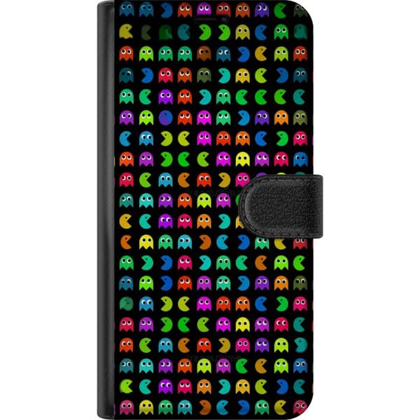 Kompatibel Tegnebogsetui til Apple iPhone 16 Pro Max Retrospil med Pac-Man og klassiske spøgelser