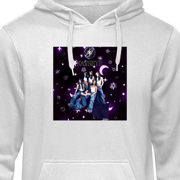 Klassisk Hoodie | Hættetrøje til Voksne Grå Medium KATSEYE stjärncollage KATSEYE stjärncollage Grå Medium