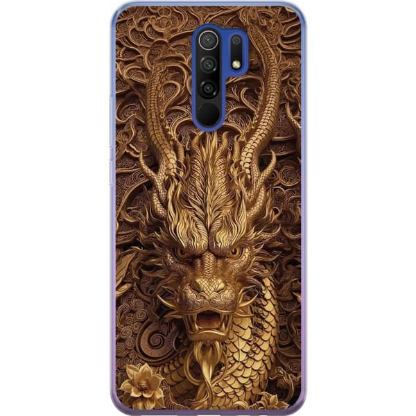 Kompatibelt Mobildeksel til Xiaomi Redmi 9 Elegant dragemotiv i gull