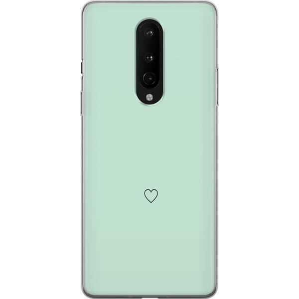 Kompatibel Mobilcover til OnePlus 8 Enkel sort hjertekontur centreret mod mintgrøn baggrund