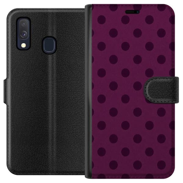 Kompatibelt Plånboksfodral till Samsung Galaxy A40 Plum Dots