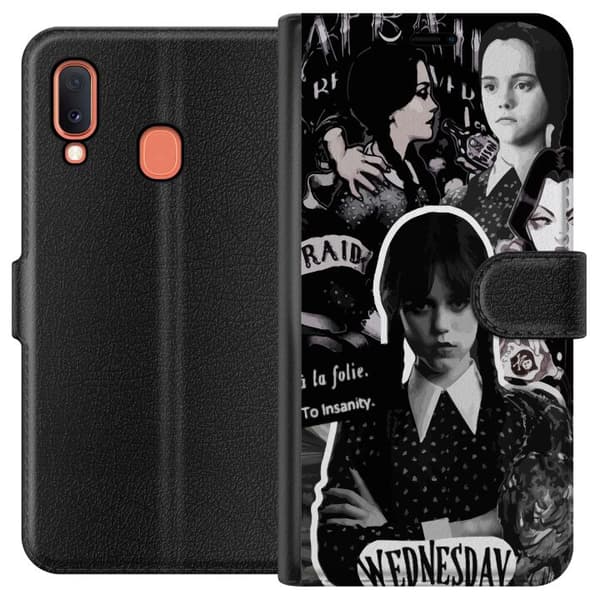 Kompatibelt Plånboksfodral till Samsung Galaxy A20e Wednesday Addams