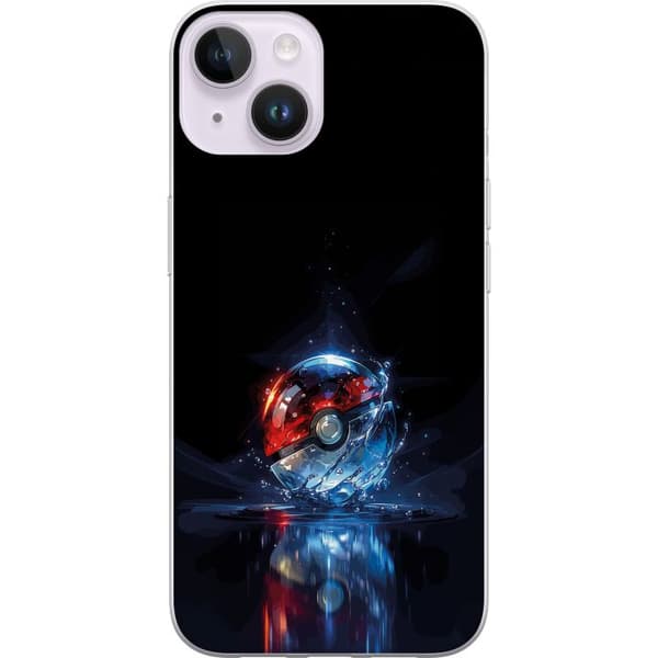 Kompatibelt Mobildeksel til Apple iPhone 14 Plus Pokéball med refleksjon og blå vann effekter