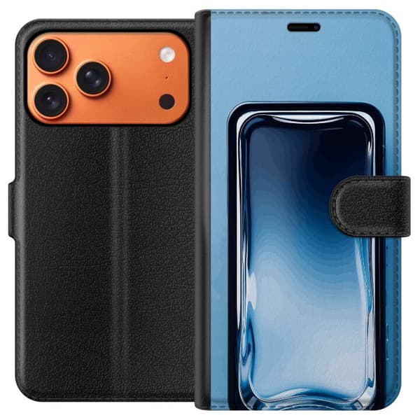 Kompatibel Tegnebogsetui til Apple iPhone 17 Pro Max Blå glaseffekt