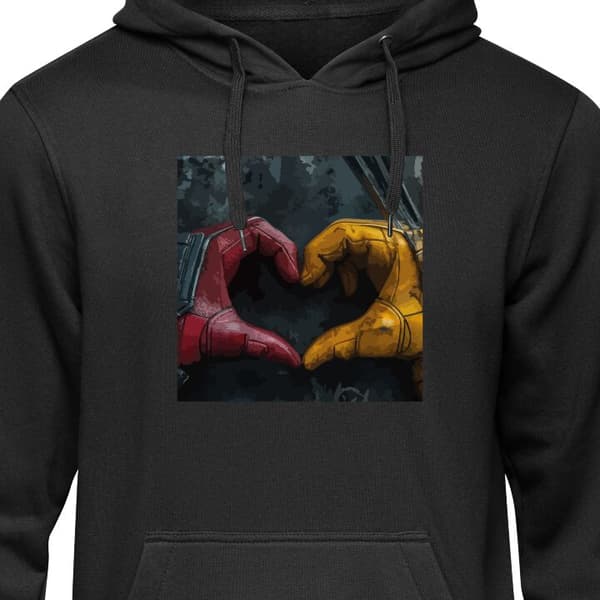 Klassisk Hoodie | Hættetrøje til Voksne Sort Stor Wolverine Deadpool Wolverine Deadpool Sort Stor