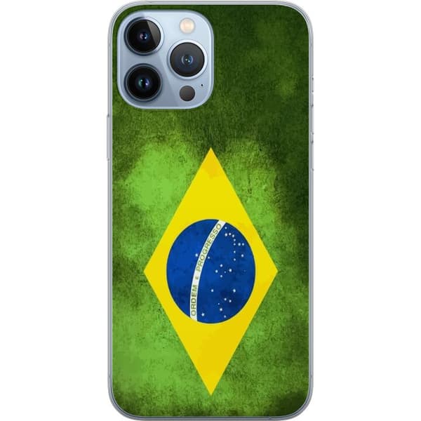 Kompatibel Mobilcover til Apple iPhone 13 Pro Max Brasiliansk flag med rustik tekstur