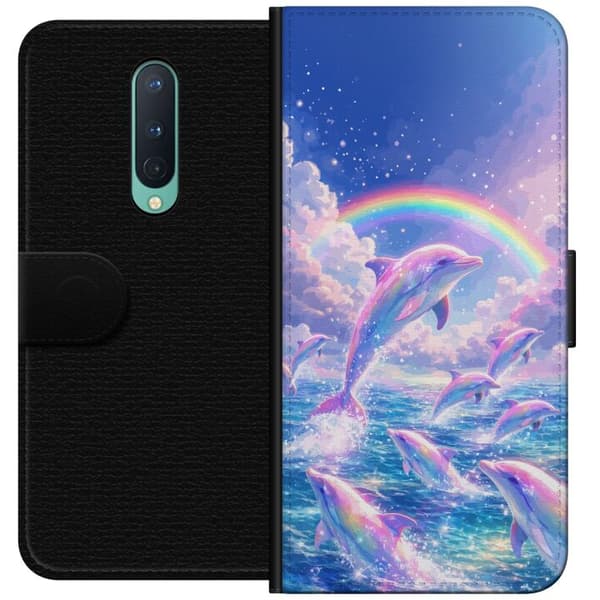 Kompatibelt Plånboksfodral till OnePlus 8 Glittrande regnbågsdelfiner