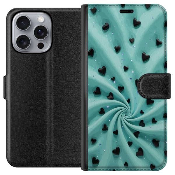 Kompatibel Tegnebogsetui til Apple iPhone 16 Pro Max Romantisk abstrakt hjertemotiv