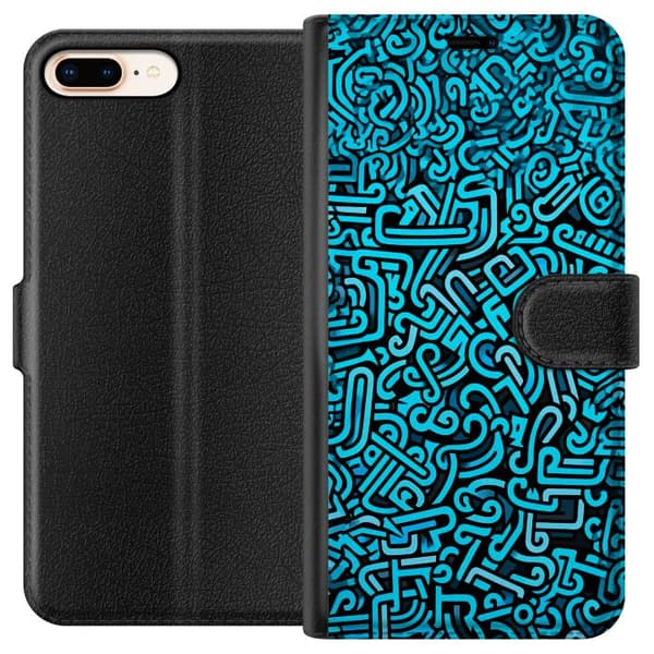 Kompatibel Tegnebogsetui til Apple iPhone 7 Plus Blå abstrakt graffiti