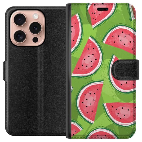 Kompatibelt Lommeboketui til Apple iPhone 16 Pro Vattenmelon