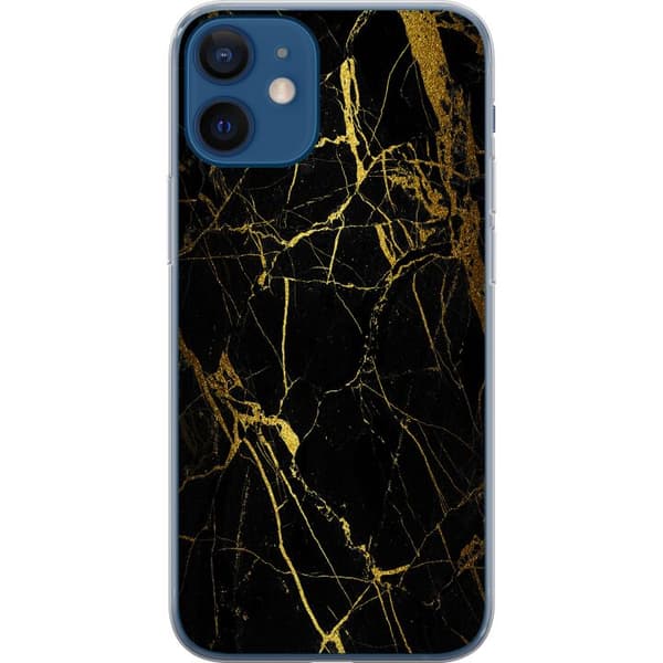 Kompatibel Mobilcover til Apple iPhone 12 Marmor Sort & Guld
