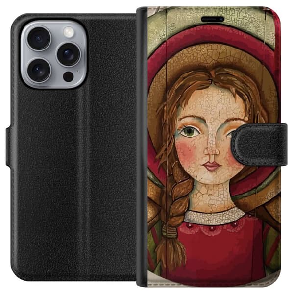 Yhteensopiva Lompakkokotelo Apple iPhone 16 Pro Max Änglaflicka i rustik stil