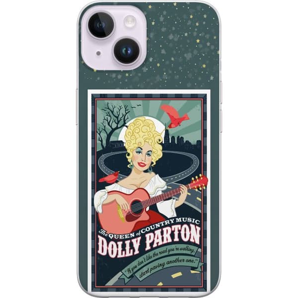 Kompatibel Mobilcover til Apple iPhone 14 Plus Dolly Parton med gitarr och landsväg