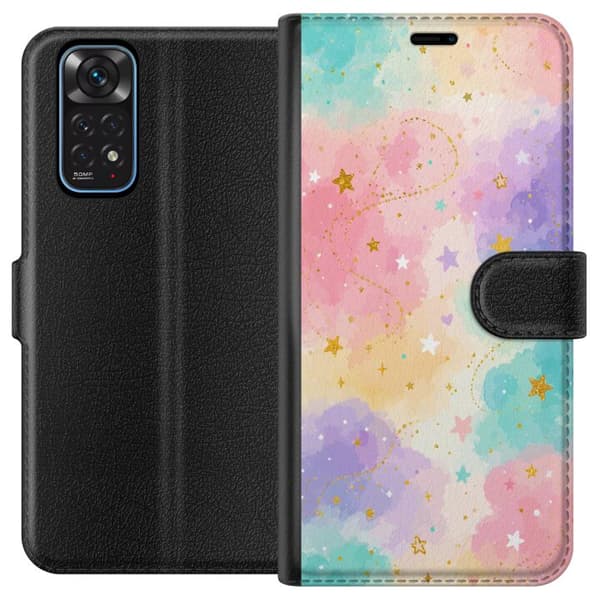Kompatibel Tegnebogsetui til Xiaomi Redmi Note 11 Pastellmoln med guldstjärnor
