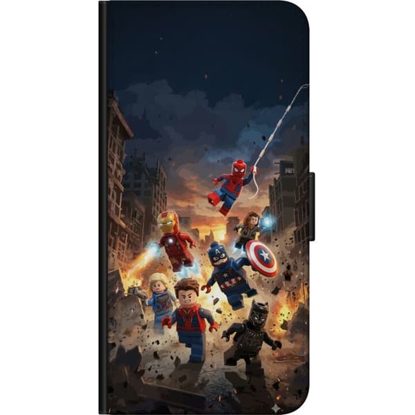 Kompatibel Tegnebogsetui til Samsung Galaxy Note 4 Actionfyldt LEGO Marvel-motiv til superheltfans