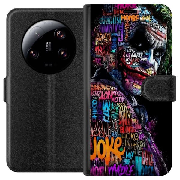 Kompatibel Tegnebogsetui til Xiaomi 13 Ultra Farverig typografisk klovnefigur mod sort baggrund