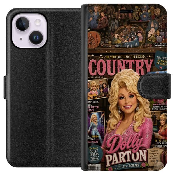 Kompatibel Tegnebogsetui til Apple iPhone 14 Plus Dolly Parton countrymagasin collage