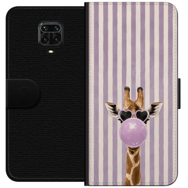 Kompatibelt Lommeboketui til Xiaomi Redmi Note 9 Pro Giraff med tuggummibubbla