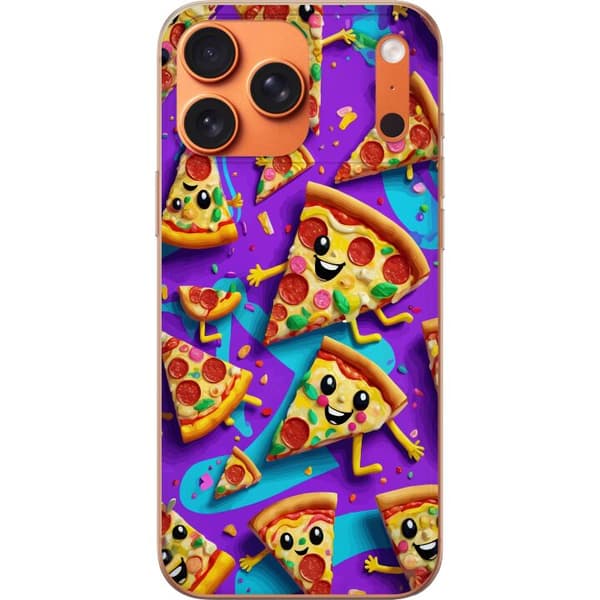 Kompatibelt Mobildeksel til Apple iPhone 17 Pro Max Lekent pizzadesign med tegnede figurer
