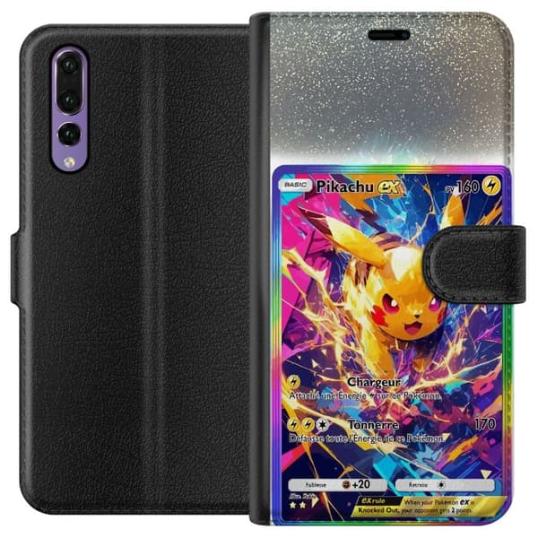 Kompatibel Tegnebogsetui til Huawei P20 Pro Farverigt Pikachu EX-design