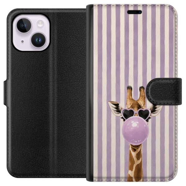 Kompatibel Tegnebogsetui til Apple iPhone 14 Plus Giraff med tuggummibubbla