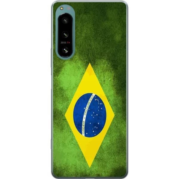 Kompatibelt Mobildeksel til Sony Xperia 5 IV Brasiliansk flagg med rustikk tekstur