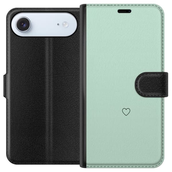 Kompatibel Tegnebogsetui til Apple iPhone Air Enkel sort hjertekontur centreret mod mintgrøn baggrund