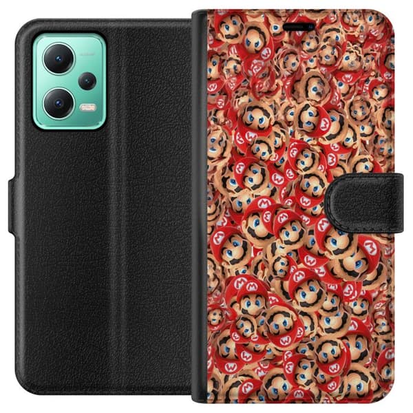 Kompatibel Tegnebogsetui til Xiaomi Redmi Note 12 Farverig Super Mario-mønster