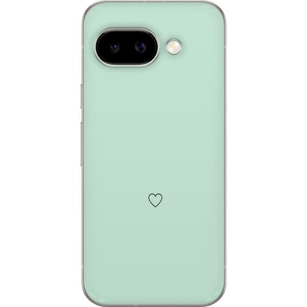 Kompatibel Mobilcover til Google Pixel 10a Enkel sort hjertekontur centreret mod mintgrøn baggrund