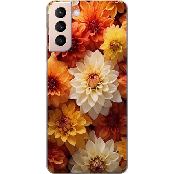 Kompatibelt Mobilskal till Samsung Galaxy S21 Blommor Orange