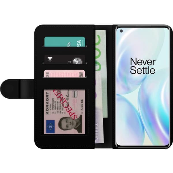 Kompatibel Tegnebogsetui til OnePlus 8 Sød farverig kat i patchworkstil med store øjne