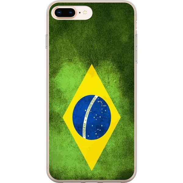 Kompatibelt Mobilskal till Apple iPhone 8 Plus Brasiliansk flagga med rustik textur