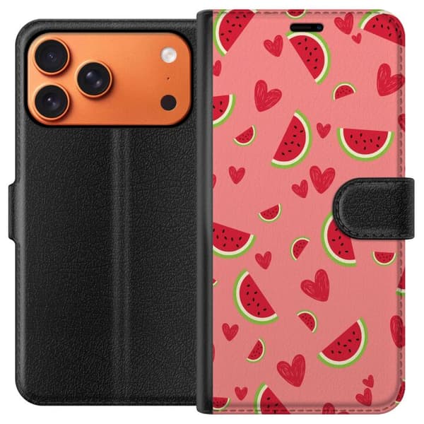 Kompatibelt Lommeboketui til Apple iPhone 17 Pro Max Vattenmelon och hjärtan