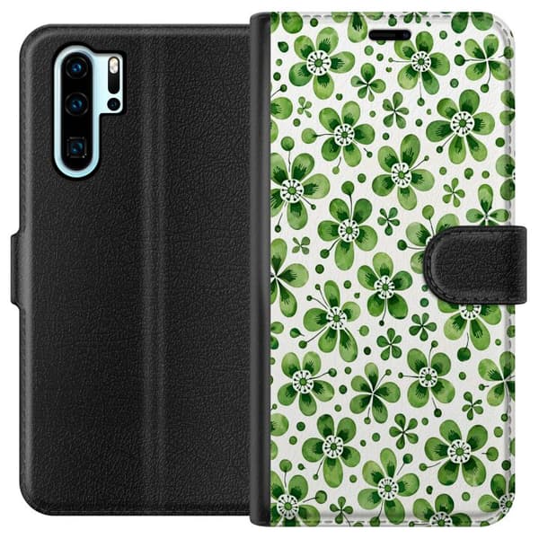 Kompatibel Tegnebogsetui til Huawei P30 Pro Azurblå flora