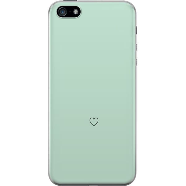 Kompatibel Mobilcover til Apple iPhone 5 Enkel sort hjertekontur centreret mod mintgrøn baggrund
