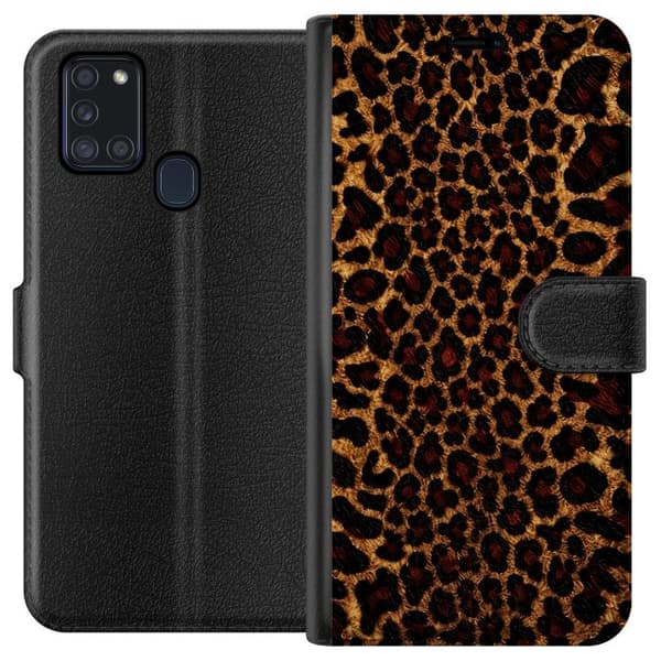Kompatibelt Lommeboketui til Samsung Galaxy A21s Leopardikon