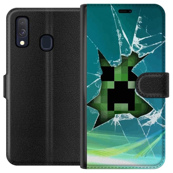 Kompatibelt Plånboksfodral till Samsung Galaxy A40 MineCraft