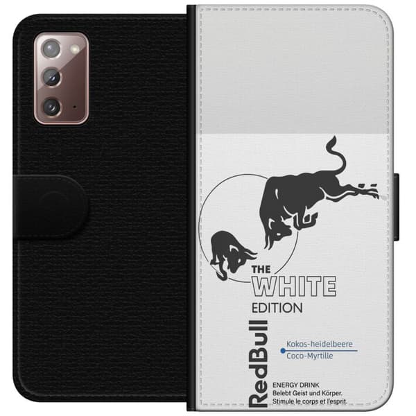 Kompatibel Tegnebogsetui til Samsung Galaxy Note20 Moderne Red Bull White Edition design