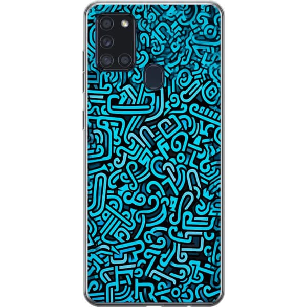 Kompatibelt Mobildeksel til Samsung Galaxy A21s Blå abstrakt graffiti