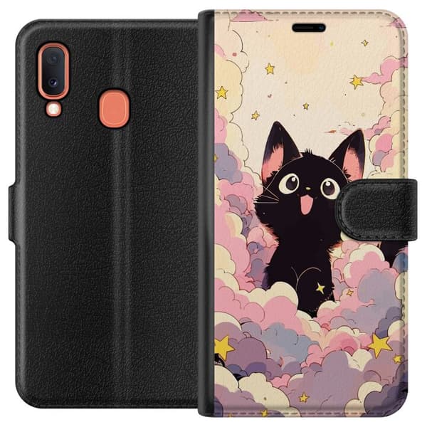 Kompatibelt Lommeboketui til Samsung Galaxy A20e Kawaii Katt