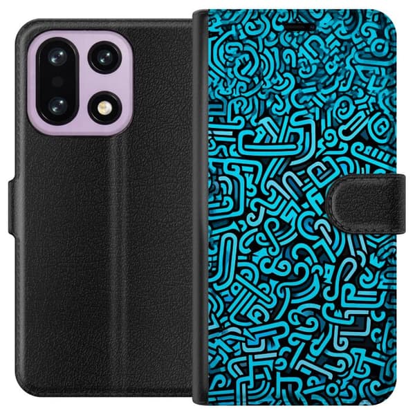 Kompatibelt Lommeboketui til OnePlus 15 Blå abstrakt graffiti