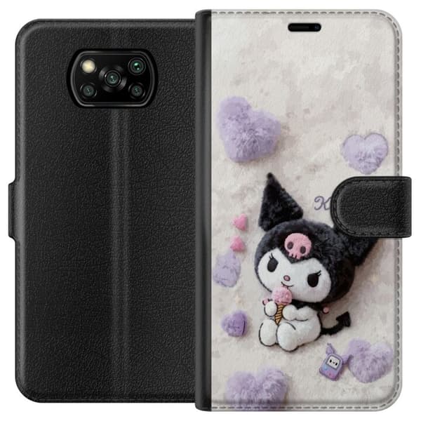 Kompatibel Tegnebogsetui til Xiaomi Poco X3 NFC Sød sort-hvid figur med lyserød is og bløde hjerter