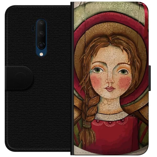 Kompatibelt Plånboksfodral till OnePlus 7T Pro Änglaflicka i rustik stil
