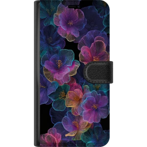 Kompatibelt Plånboksfodral till Google Pixel 8a Elegant blommönster med mörk bakgrund