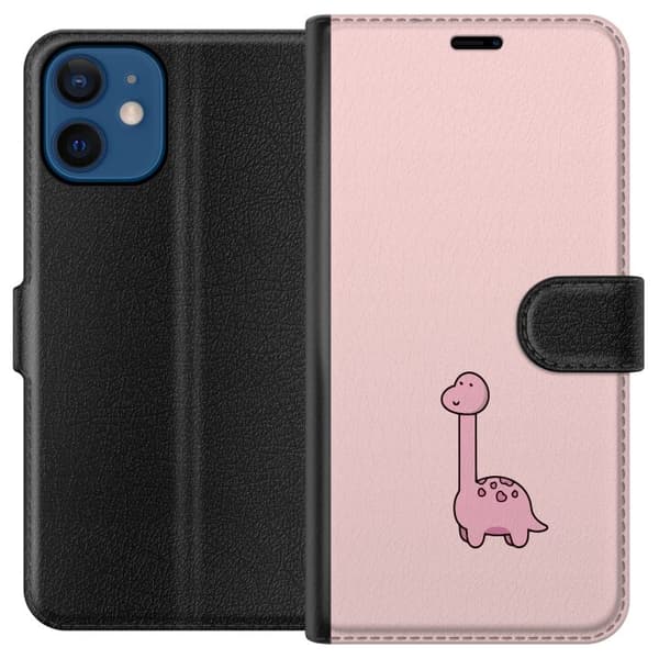 Kompatibelt Lommeboketui til Apple iPhone 12 Rosa dinosaur