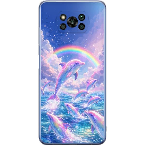Kompatibelt Mobildeksel til Xiaomi Poco X3 Pro Glittrande regnbågsdelfiner